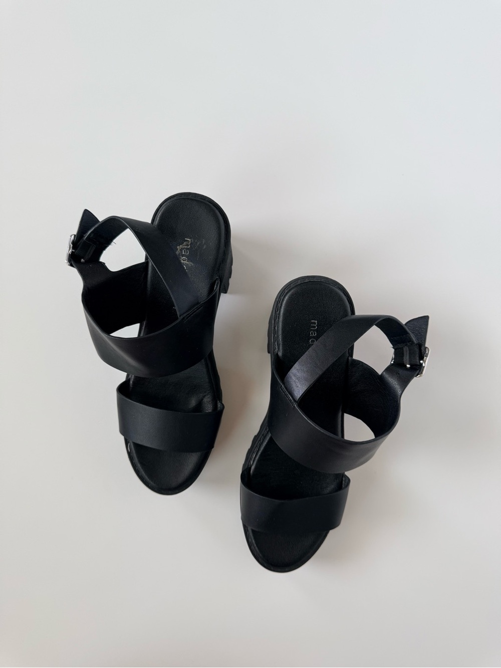 Madden Girl Black Cross-Strap Platform Sandals